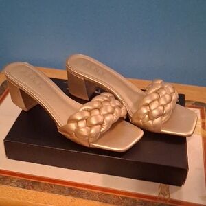 A.S.N.Y.  Women's Gold Braided Heels